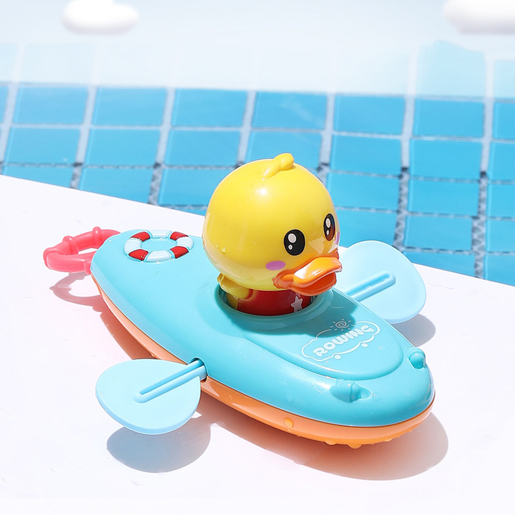 Wind Up Rowing Boat Duck Clockwork Floating Bathing Toy Water Fun for Bathtuh, Summer Inflatable Pools, Party Favors