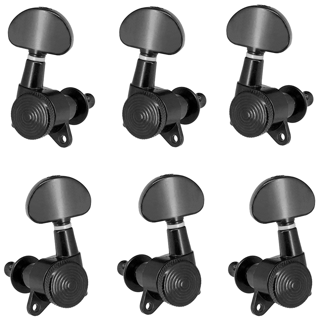 Sealed Closed Design 3R3L Black Half-Round Folk Guitar Tuner Machine Heads Parts