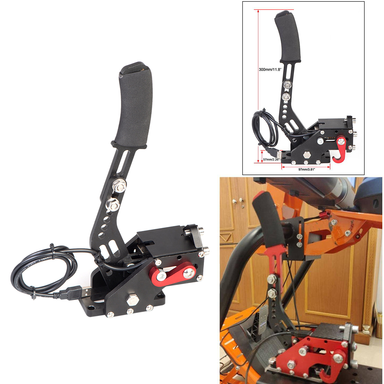 14Bit PC USB Handbrake SIM for Racing Games 14Bit Non-Contact Sensor 1pc