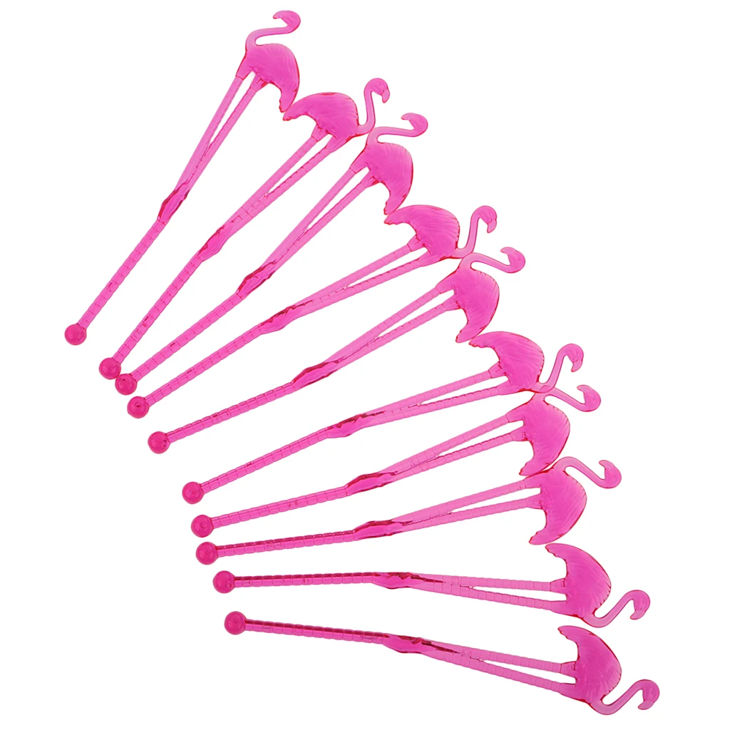 Set of 10 Flamingo Cocktail Drink Stirring Barware Drink  Swizzle sticks