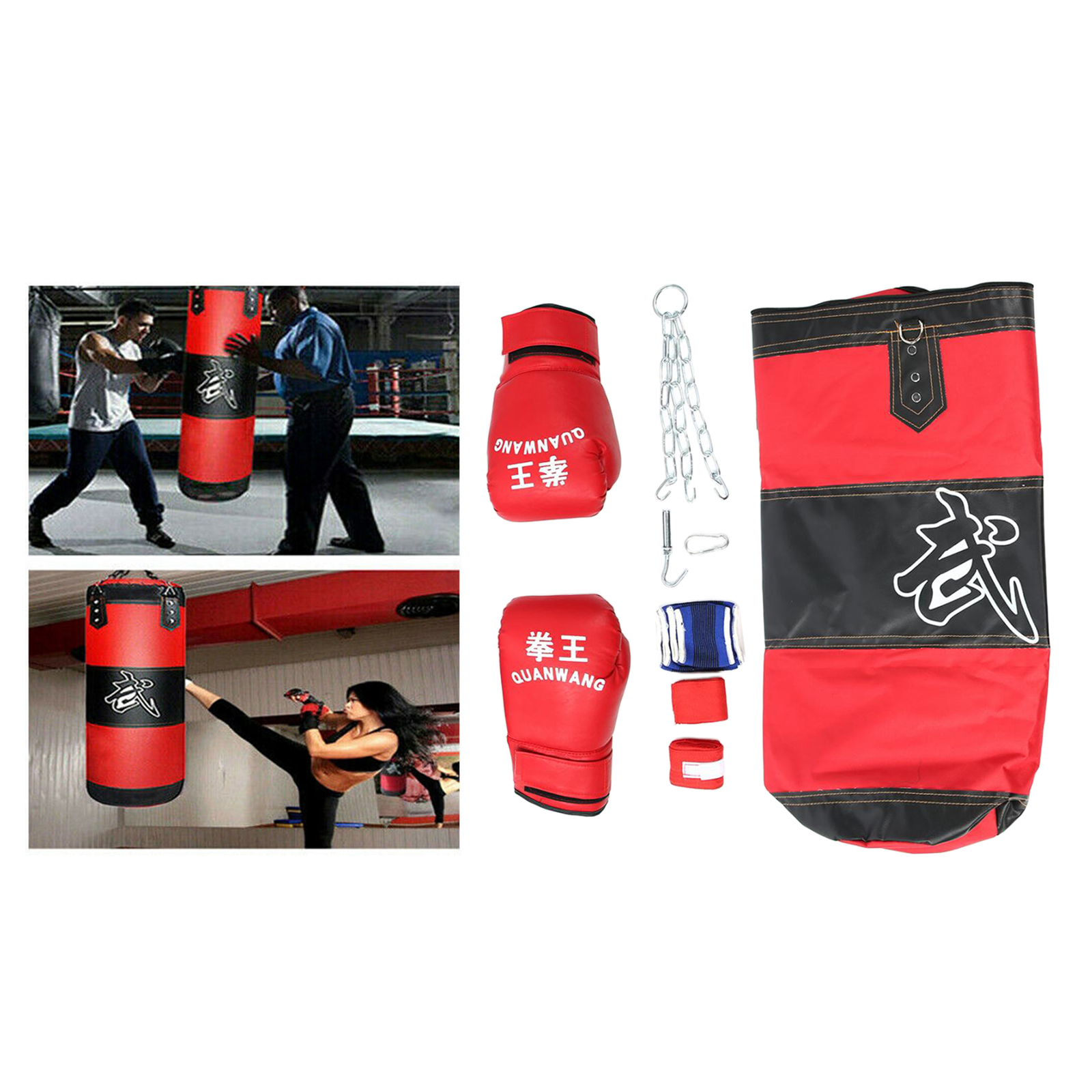 Durable Boxing Sandbag Kickboxing Training Gloves Hollow Hanging Hardware