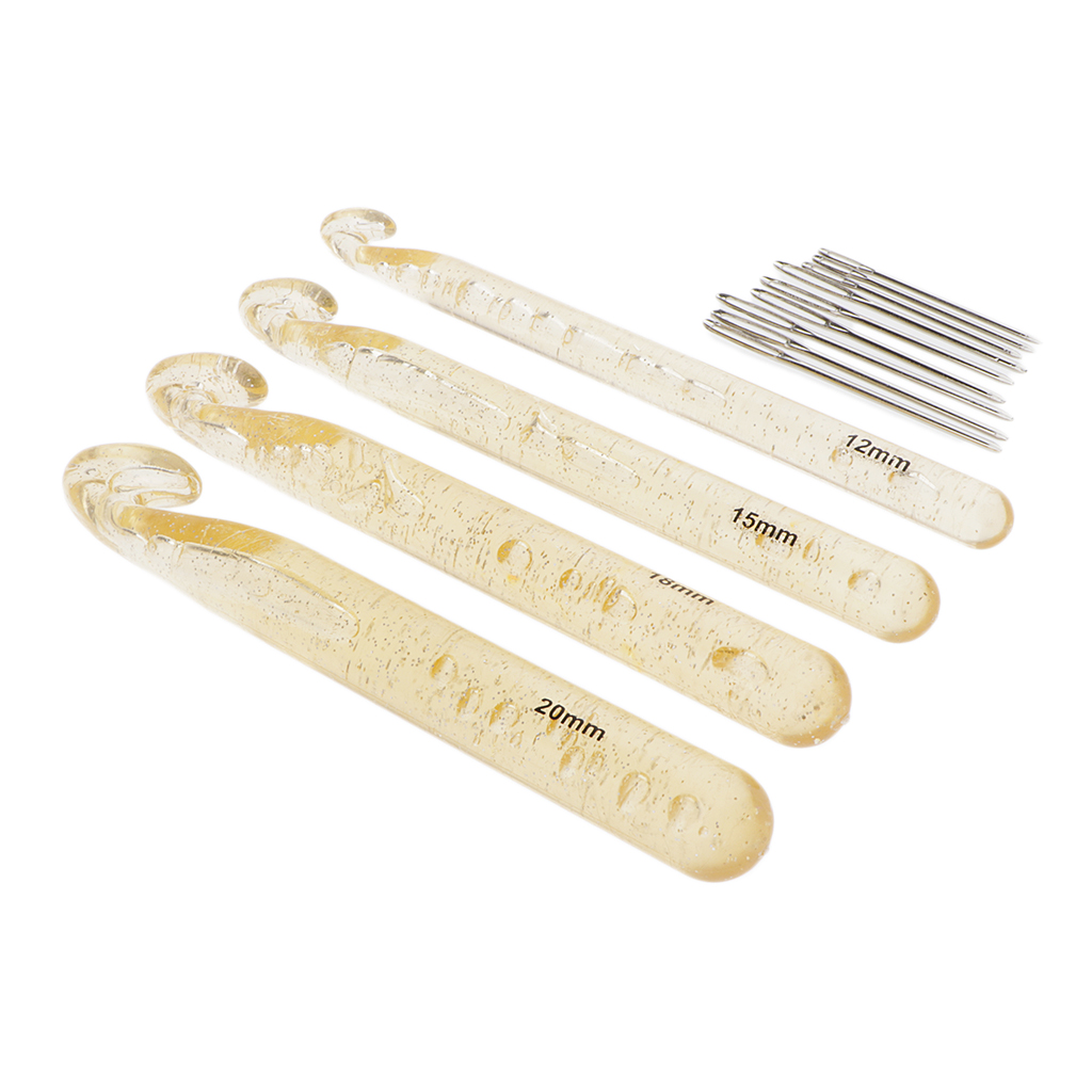 Huge Crochet Hook Set,9 Pieces Large-Eye Blunt Needles,12mm-20mm Large Size Yarn Crochet Hooks Needles with Tapestry Needle