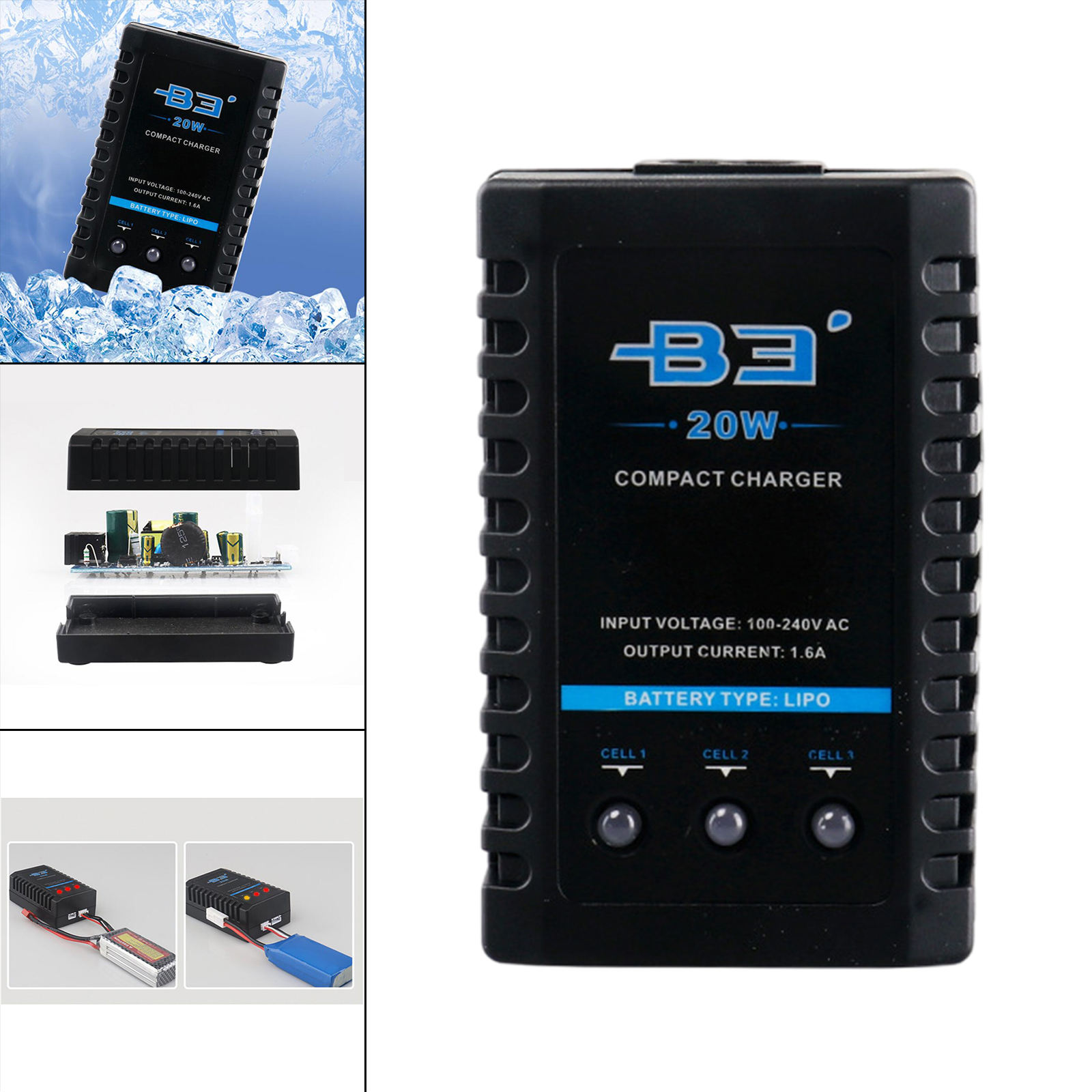 B3 20W Balance Charger for 7.4V 11.1V Lithium Battery Professional Plug-EU