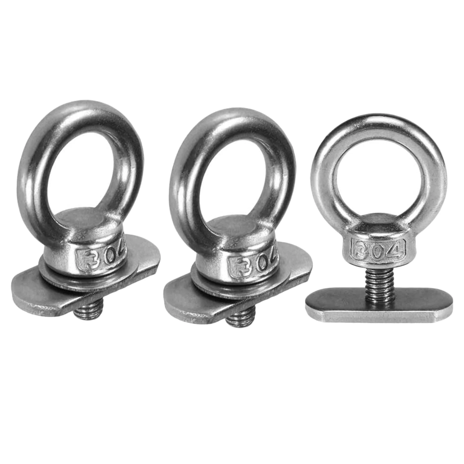 3x Stainless Steel Kayak Rail Track Tie Down Eyelet O Ring Rail Adapter for Boats Bungee Rope Nut Up to 0.6