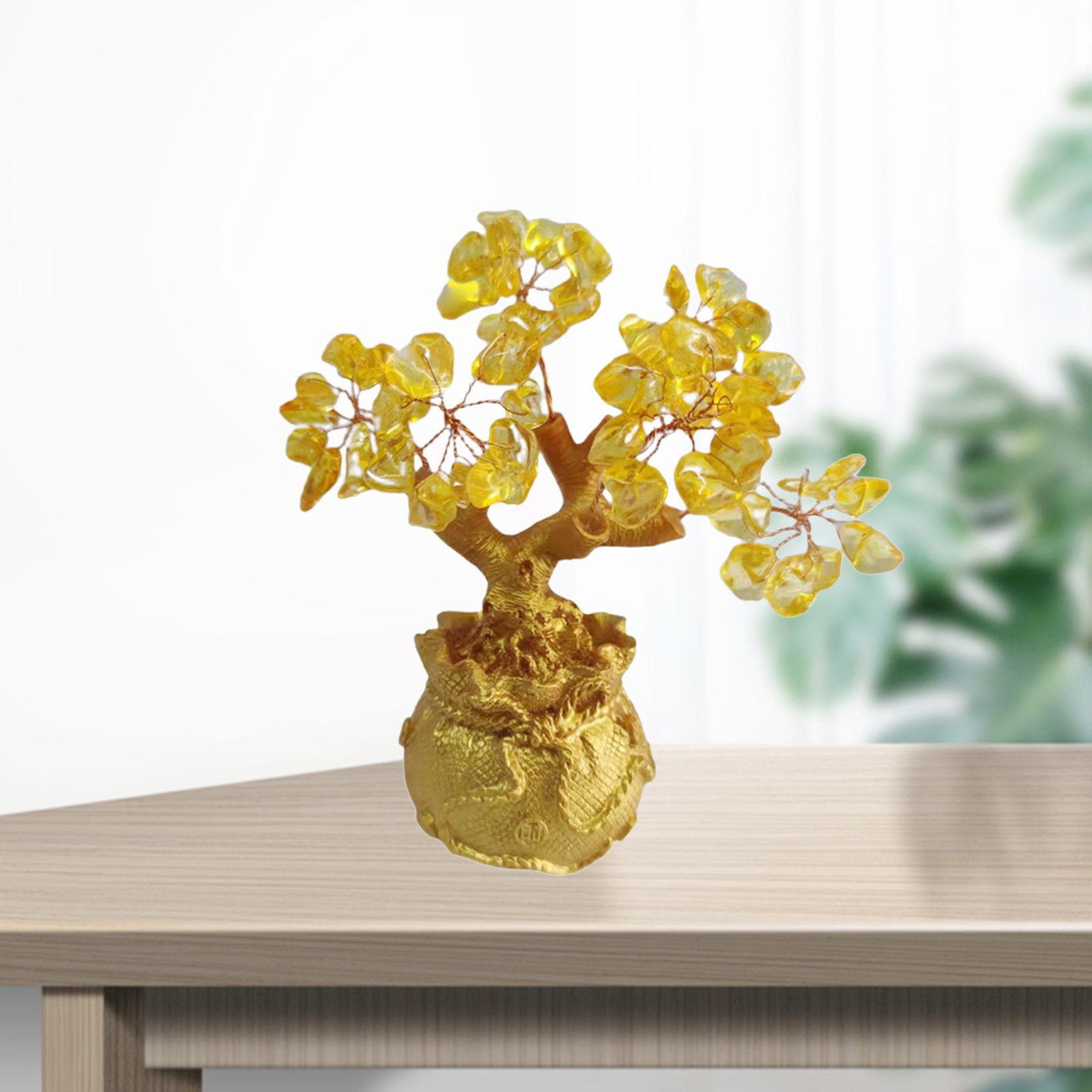 Crystal Money Tree Feng Shui Figurine Bonsai Wealth and Luck Crafts for Home Shop Bedroom Ornament Living Room Decoration