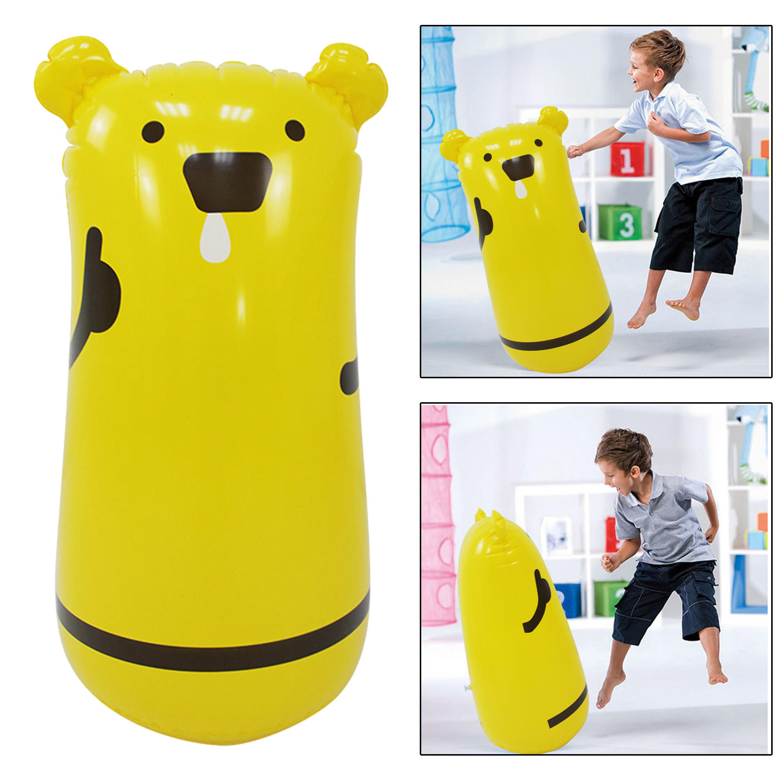 Cartoon Bear Inflatable Kids Exercise Free-Standing Gym Training Sandbag Home Gym Fitness Boxing