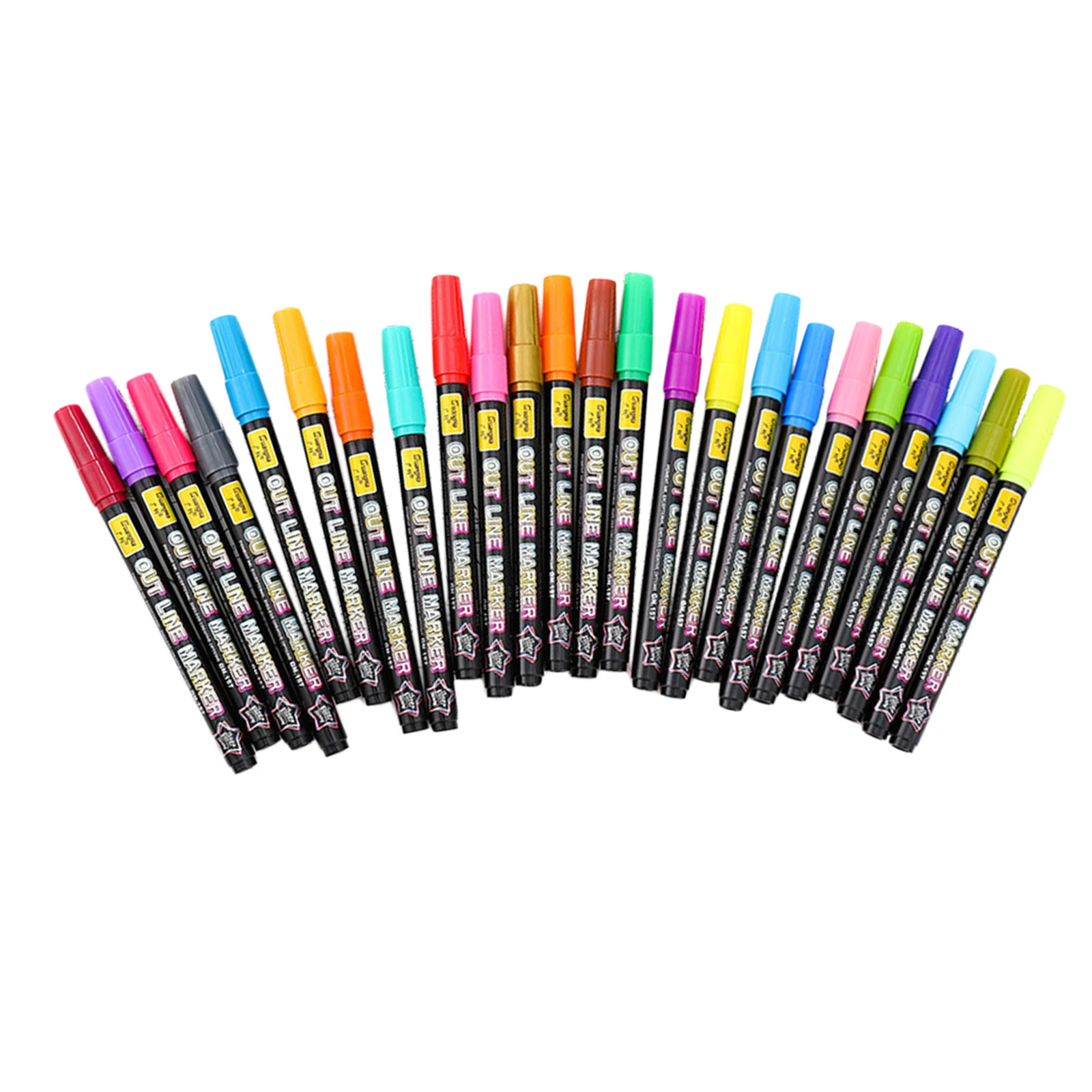 24pcs Metallic Pen Double Line Pen Set Metallic Color Highlighter Marker Pen Doubledraw Outline Marker