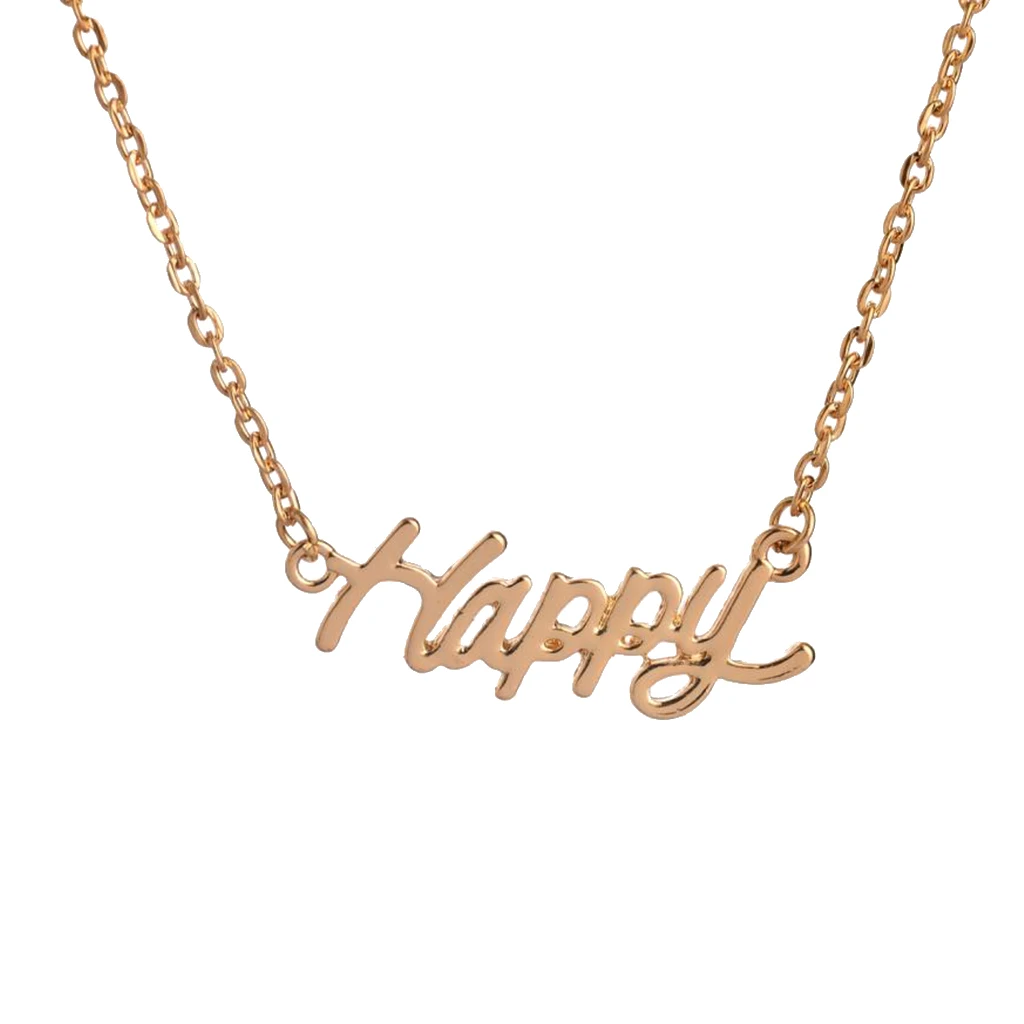 Love/Hope/Courage/Faith/Happy Letter Word Pendant Chain Necklace Men Women Gift 