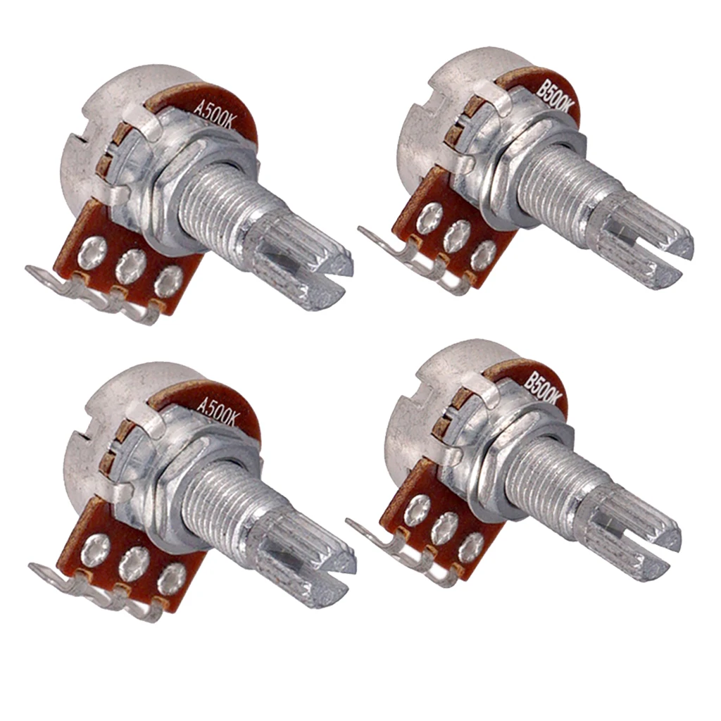 4pcs LONG SPLIT Shaft 500K Electric Guitar Potentiometers Volume Tone Control