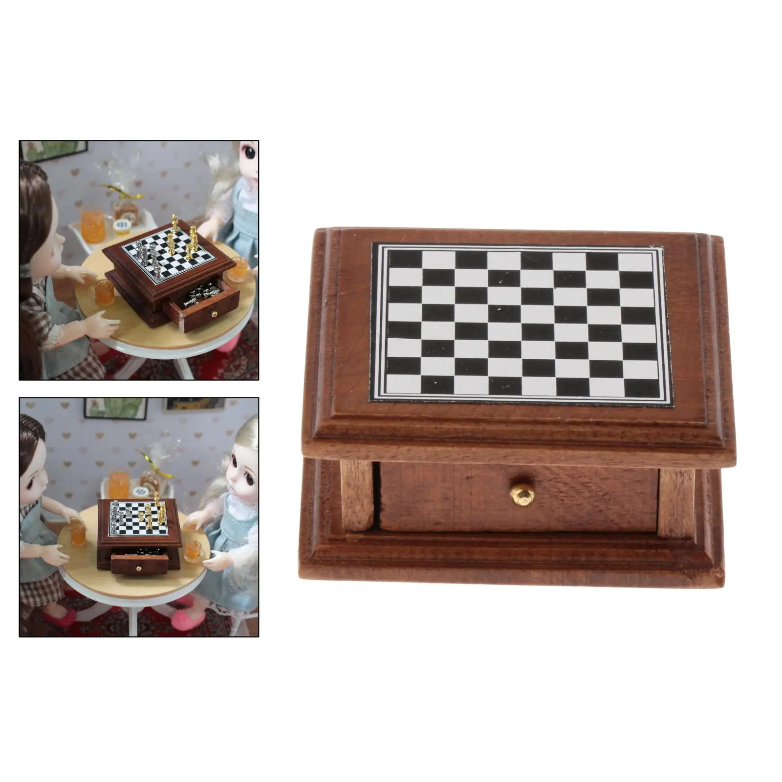 1:12 Dollhouse Miniature Chess Set Board Toys Chess Game Miniature Chess Toy 