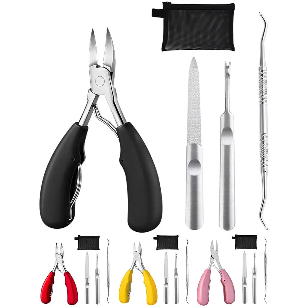 Nail Clippers Set Hard Nails Trimmer Portable W/ Handle 4 in 1 Toenail Fingernail Clippers for Elderly and Adults Women