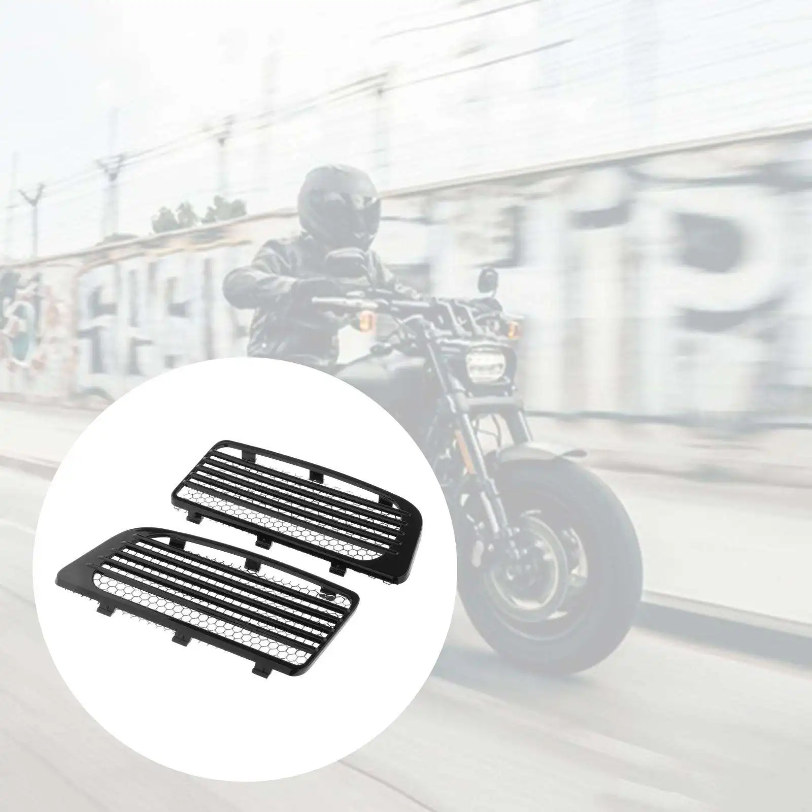 1Pair Motorcycle Radiator Grills w/ Metal Mesh Fit for Harley Touring Twin Cooled 14+ Motorbike Replacement Parts