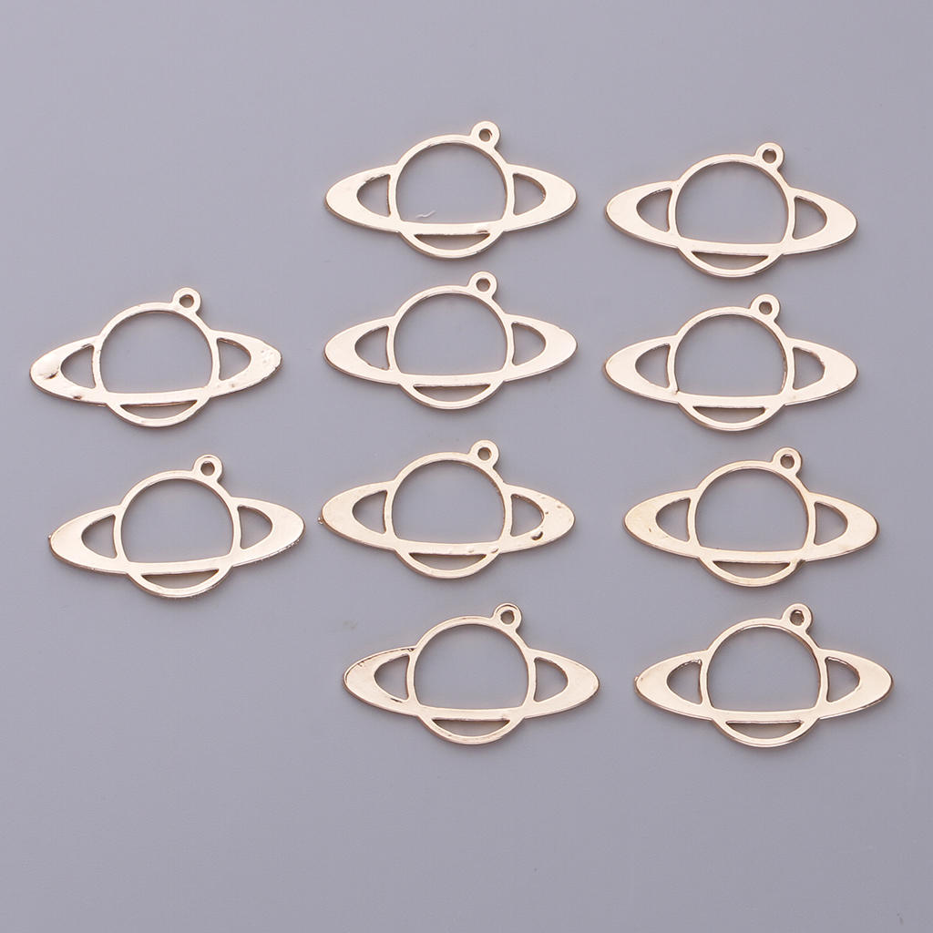10x Planet Shape Metal Open Bezel Frame Pendant DIY UV Resin Settings Jewelry Making Charms Accessories