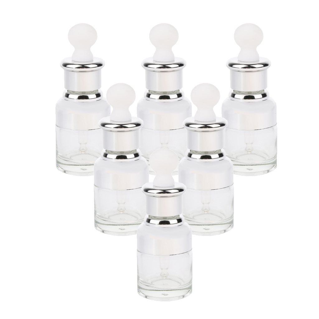 6pcs Glass Pipette Eye Dropper Refillable Empty Bottles Essential Oil Vials