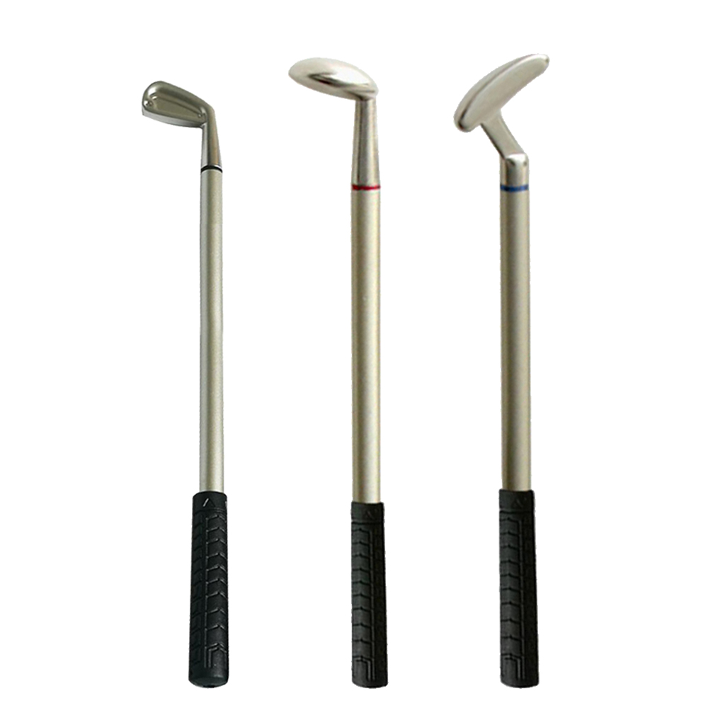 3x Golf Pen Set Mini Golfer Present Ballpoint Pens Blue Black Red Novelty