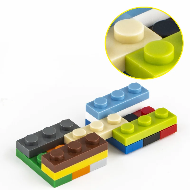 50pcs Small Particle 3623 1x3 Plate Brick Building Blocks Parts DIY Building Block Compatible Creative Gift Building Castle Toy nesting blocks