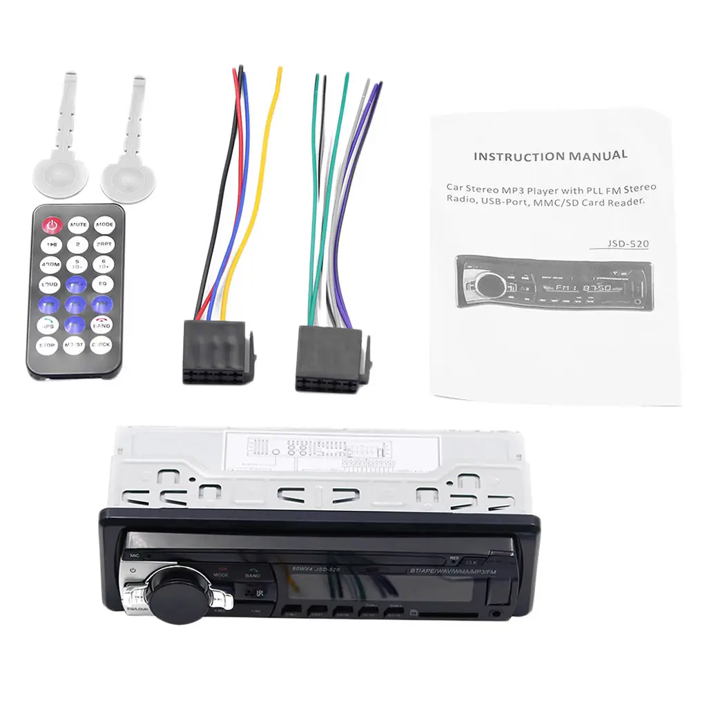 Car Bluetooth Autoradio Stereo Radio FM Aux Input Receiver TF USB JSD 520