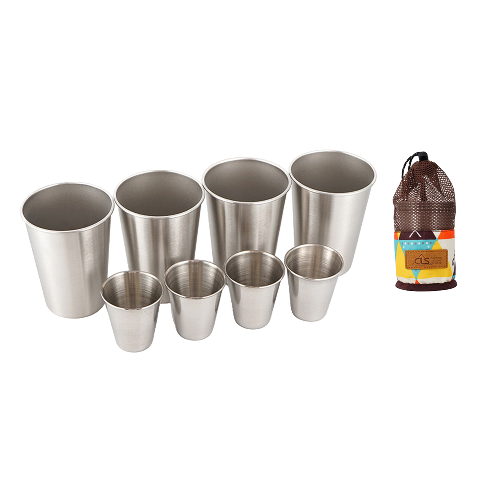 8Pcs Stackable Stainless Steel Cup Drinking Cups Picnic Short Glasses Mug