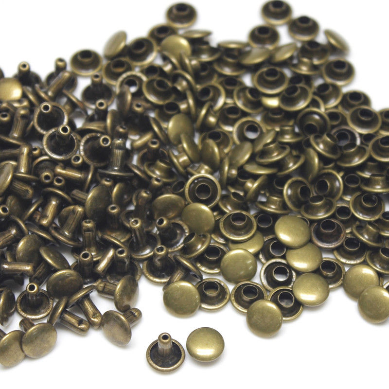 100sets 6mm 8mm Metall Doppel Kappe Nieten Nieten Runde Niet Für DIY Leder Handwerk Tasche Gürtel Kleidungsstücke hut Schuhe Haustier Kragen Dekor – Detail 7