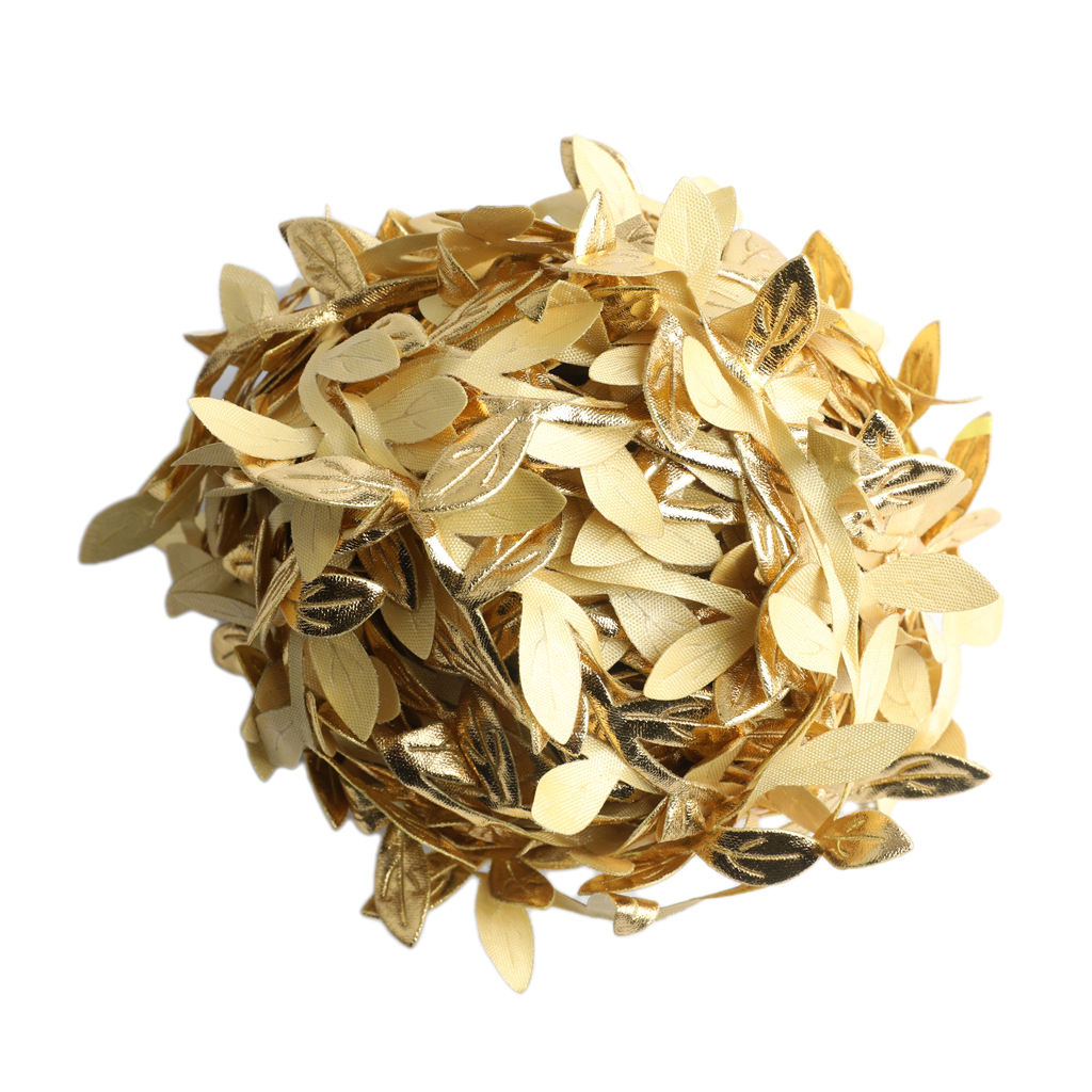 Artificial Leaf Ribbon for DIY Crafts Party Wedding Home Garland Decorations Gold Silver Leaves