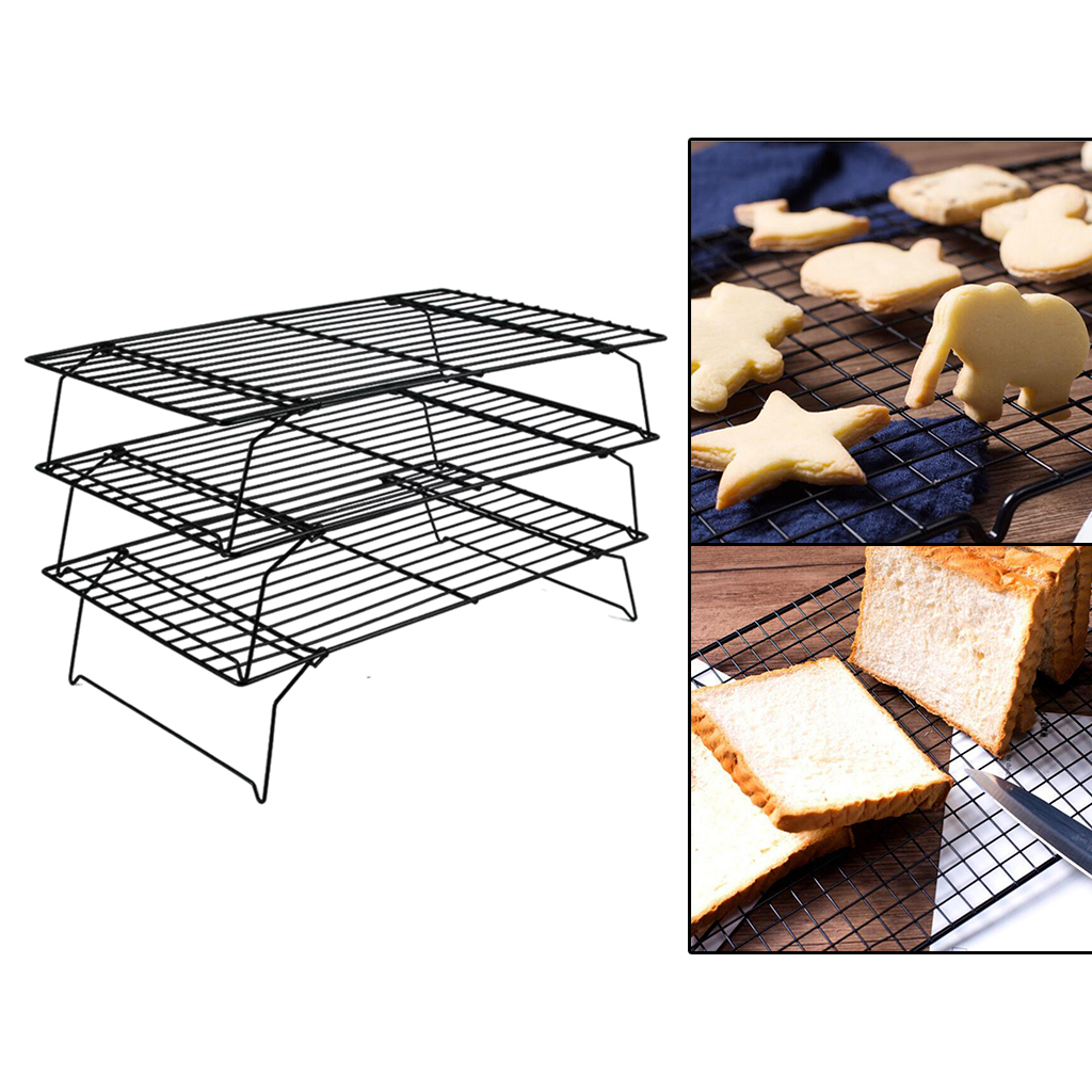 3 Tier Collapsible Cooling Tray Baking Biscuit Rack for Home Kitchen, Space