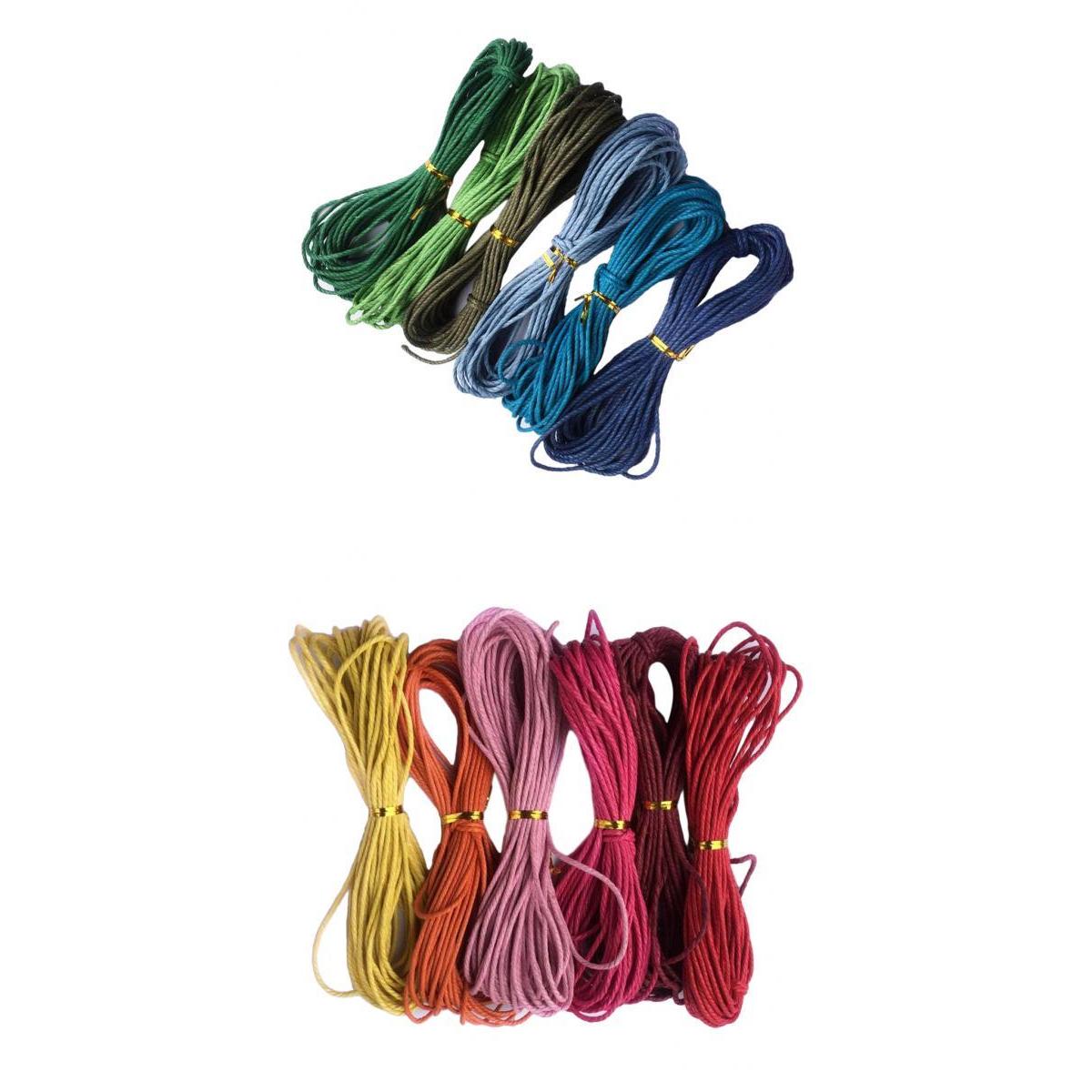 12pcs 2mm Twist Waxed Cotton Cord Beading Jewelry Making Crafting String Rope