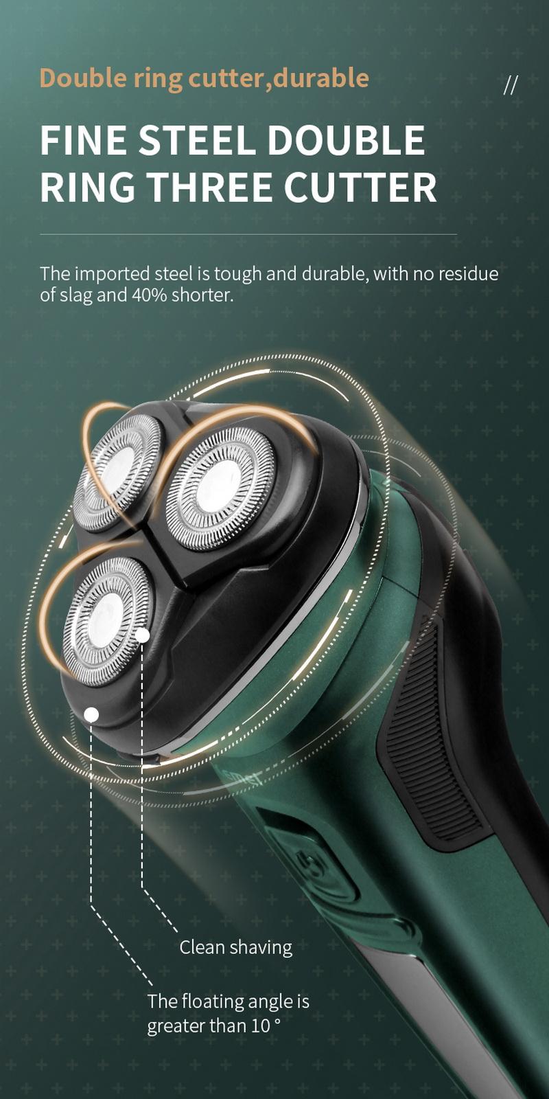 Aparador de Pêlos Cuidados com o Rosto Máquina de Barbear Kemei Barbeador Elétrico Recarregável Barba Lavável Navalha Flutuante Men Usb 3 High Quality Eletrodomésticos