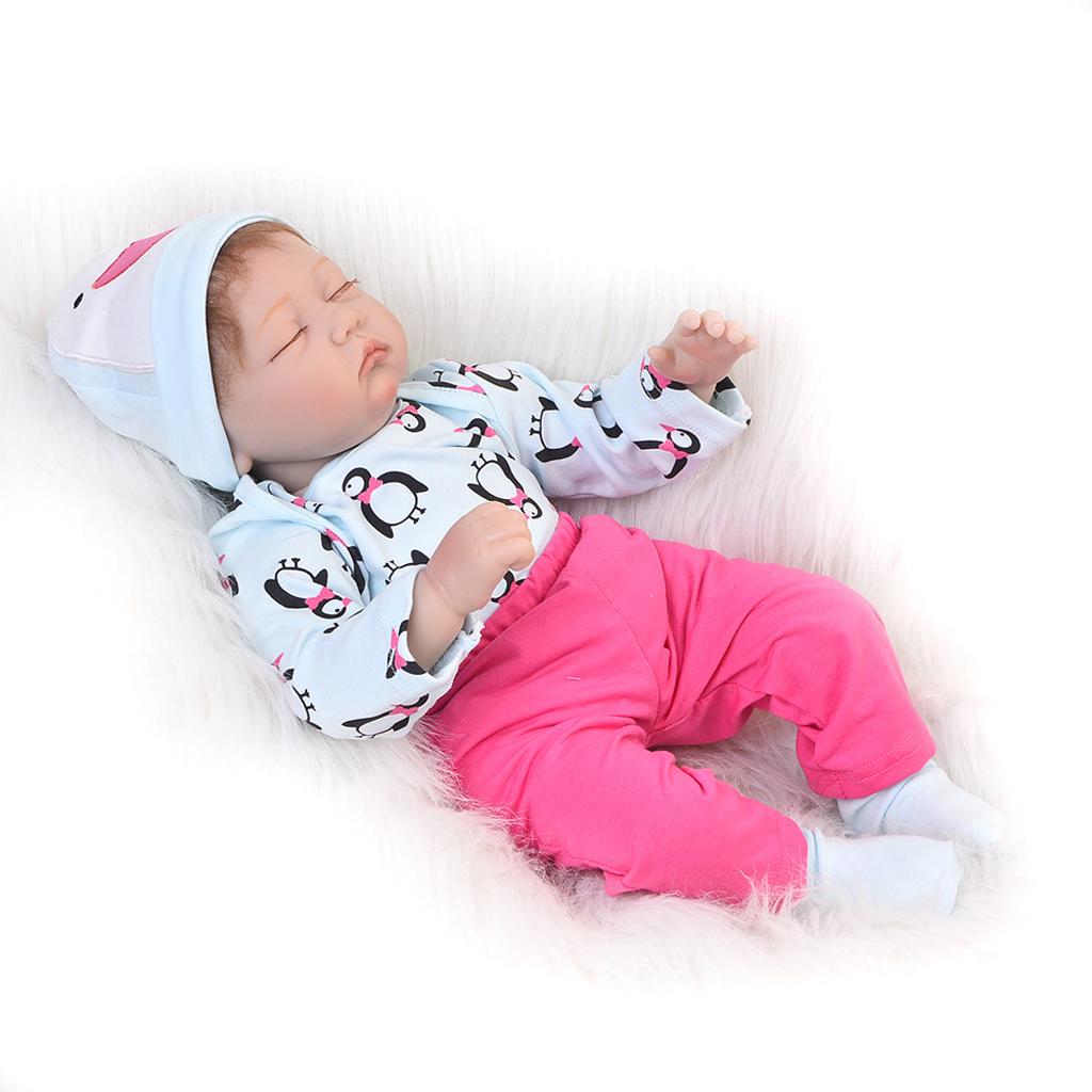 Penguins Romper Pants Hat Socks Outfit for 22-23inch Reborn Baby Girl Doll