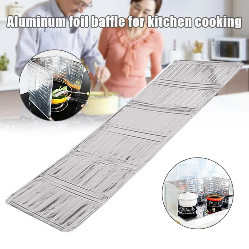 Kitchen Splash Proof Baffle Foldable Oil Splash Screen Cover Shield Guard Aluminium Foil Plate for Gas Stove CLH@8