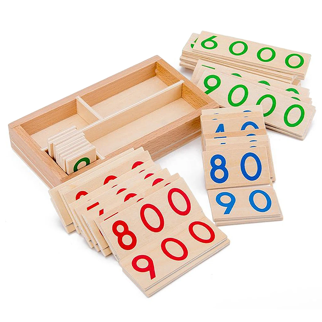 Wooden Mathematics Number Card 1-9000 Pre-school Educational Learning Toys
