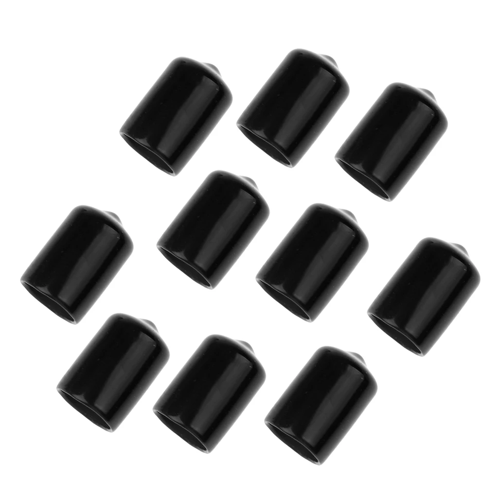Black 10Pcs Snooker Cue Tip Case Rubber Protective Cover 