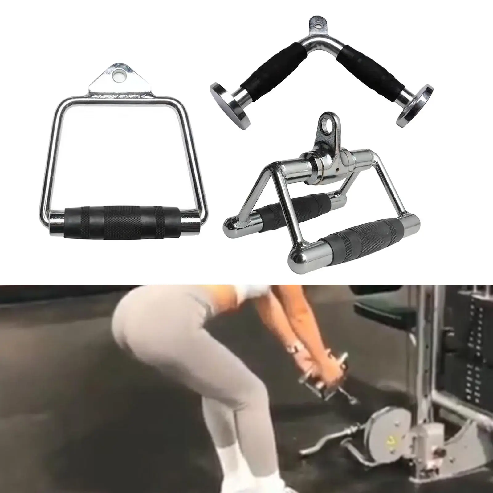 D/V Shape Single Seated Row Chinning Bar with Anti-skid Rubber Handles 