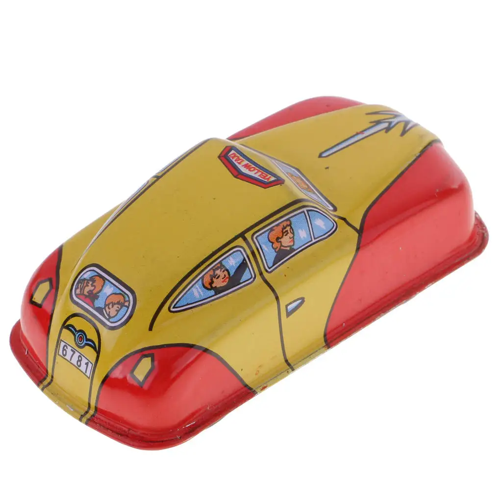 New Hot Sale Vintage Taxi Car Model Wind-up Clockwork Tin Toy Collectible Creative Gift for Adult Children Wind Up Tin Toys