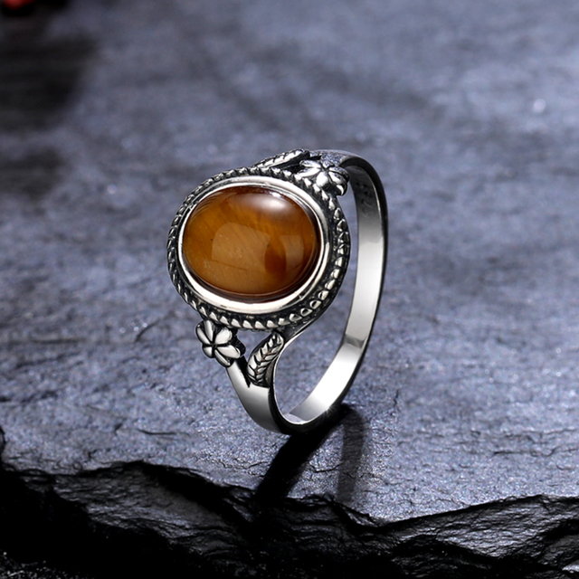 Silver ring shops with tiger's eye