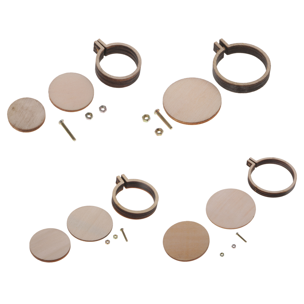 90Pcs Round Mini Wooden Embroidered Hoop Frames for Crafts Accessories 20mm