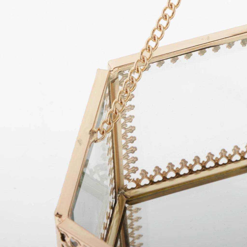  Glass Jewelry Make-up Organizer Box Geometric Terrarium Plants Holder