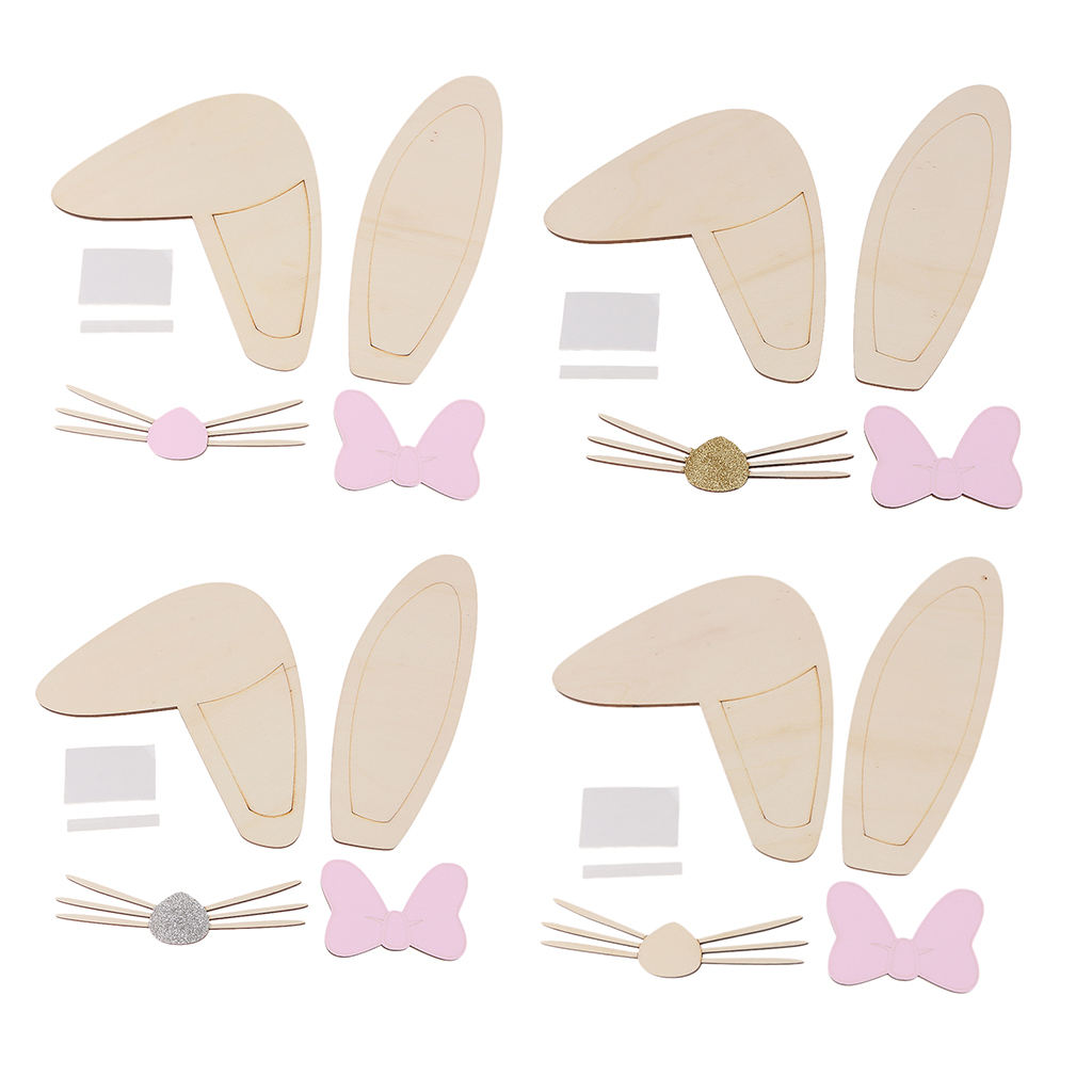 Nordic Style Rabbit Bunny Ear Wooden Wall Sticker for Home Nursery Design