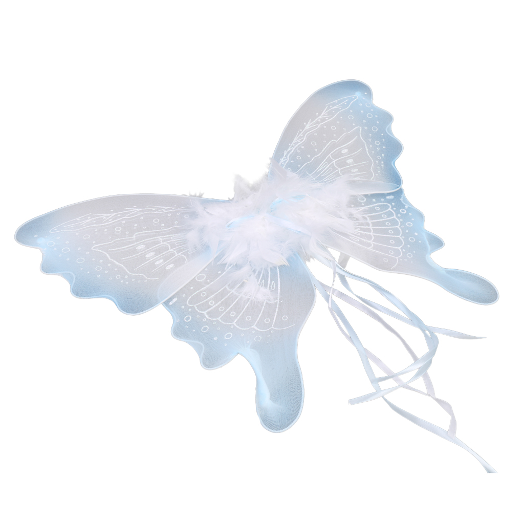 MagiDeal Feather Ribbon Butterfly Angel Fairy With feather ribbon decorative Kid Girls Birthday Party Fancy Dress -Blue