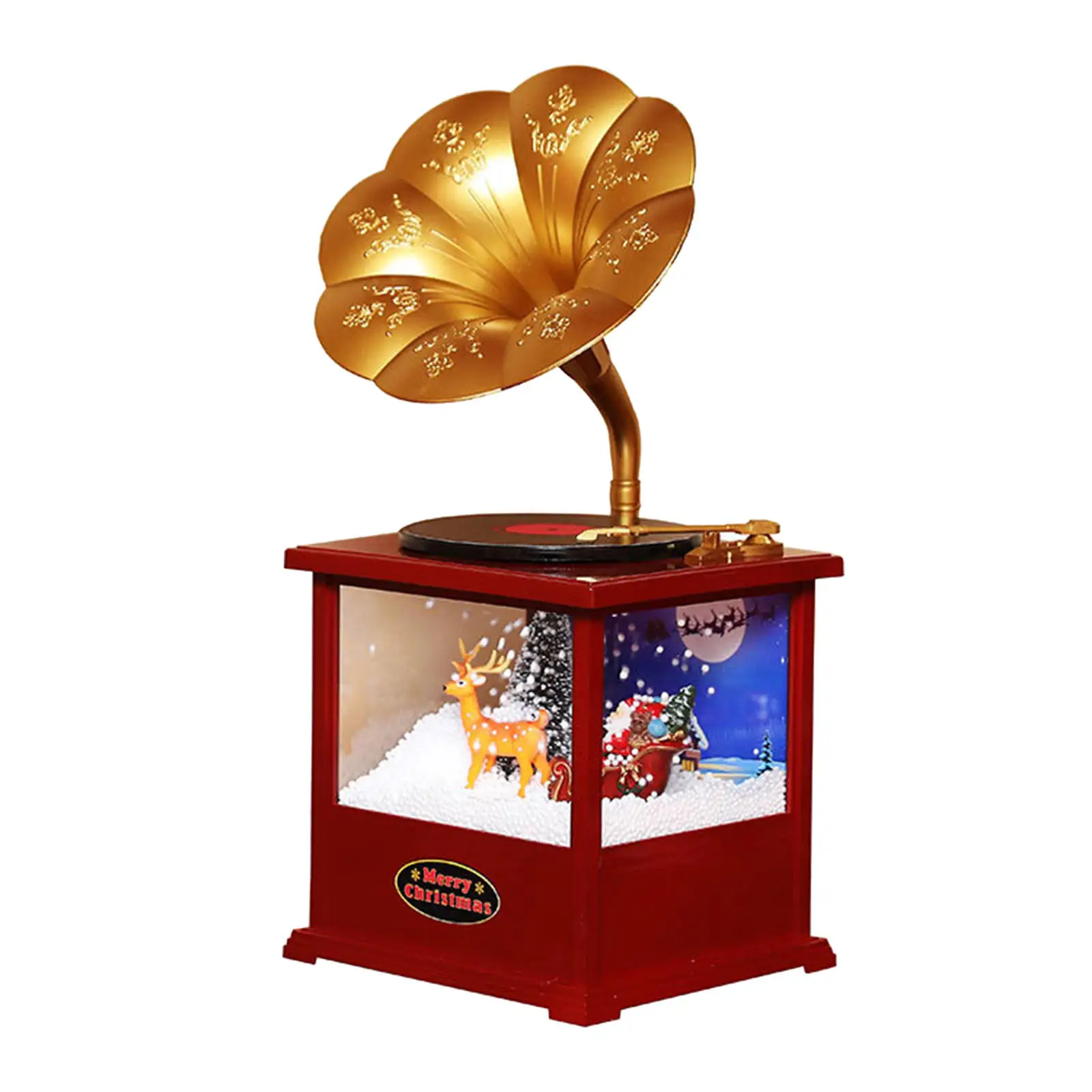 Creative Gramophone Christmas Gifts Battery Powered with LED Light Crafts Photography Props for Home Tabletop Office Accessories