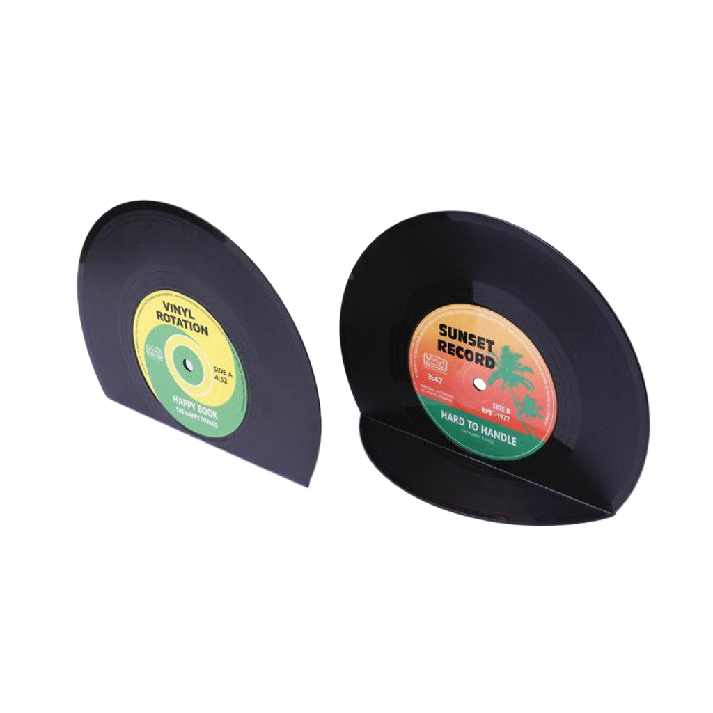 Vintage Vinyl Record Bookends ABS Plastic Book Ends DIY Home Decoration Gift for Music Fans