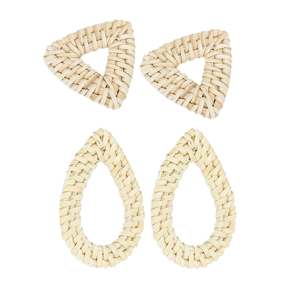 4x DIY Dangle Earring Stud Drop Handmade Knit Rattan Eardrop Leisure Jewelry