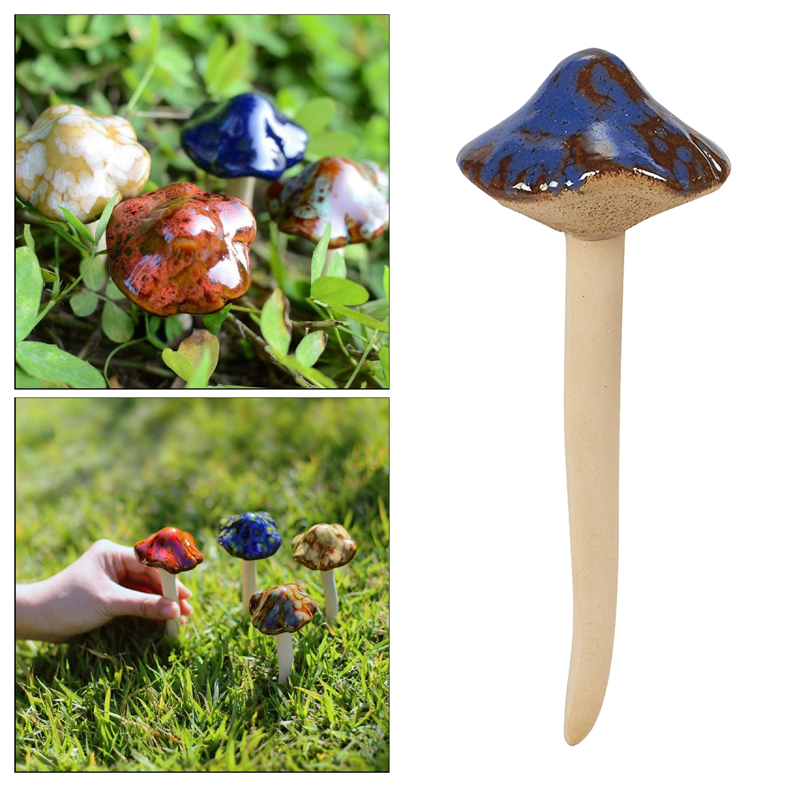 Resin Garden Mushrooms Figurine Decorations Stakes Lawn Ornaments Decor