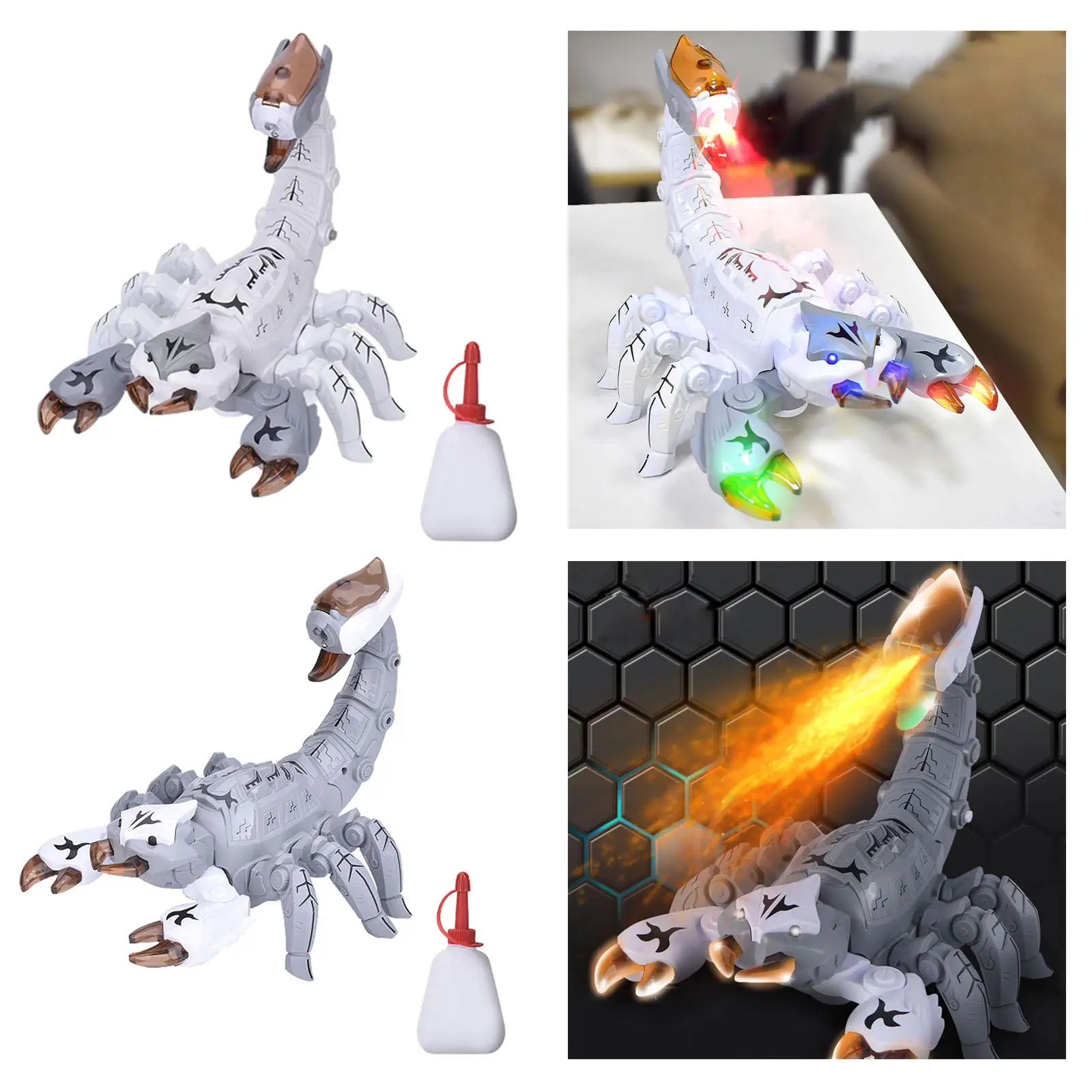 Realistic Scorpion Toy Spray Smoke with LED Light and Music Moving Joints for Boys Girls Simulation Animal Model Robot Toy