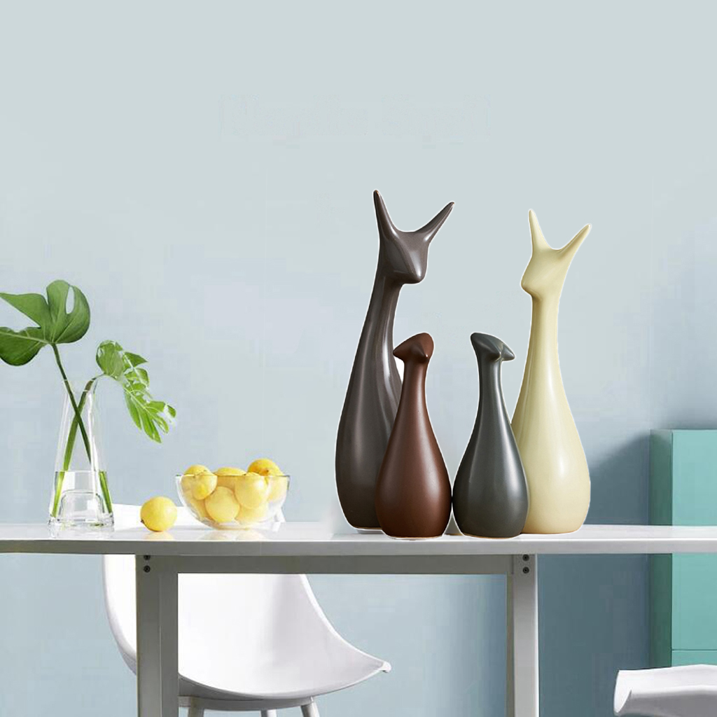 Chic Art Abstract Sculpture Ornament Tree Deer Figurine Statue Cabinet Decor