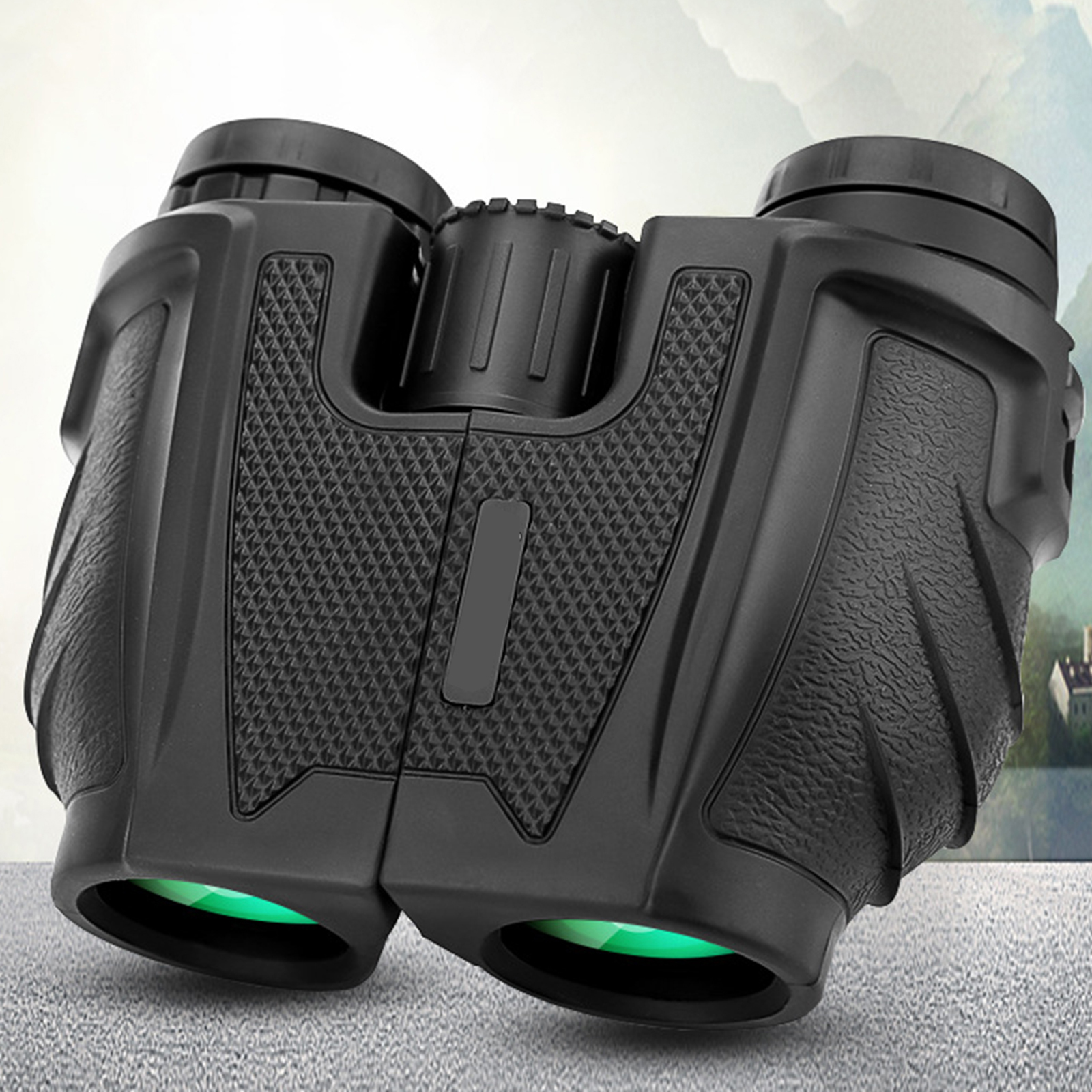 Compact 12x25 Binoculars 6.5 Degree Angle View Clear Low Light Eyepiece Waterproof BAK4 Prism Central Focusing