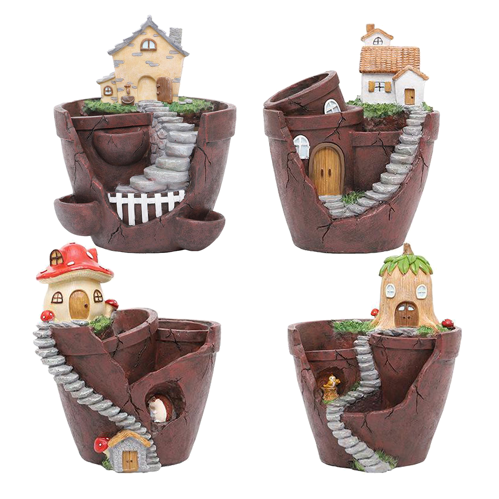Resin Flowerpot Succulent Plants Planter Desktop Potted Plant Home Garden Decoration Bonsai Pots