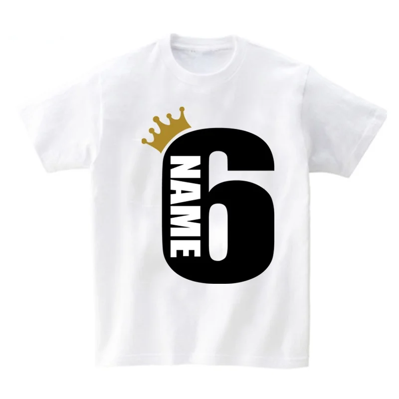 Personalised Boys Girls Birthday Age Name T-Shirt Crown Kids Unisex Tee Top