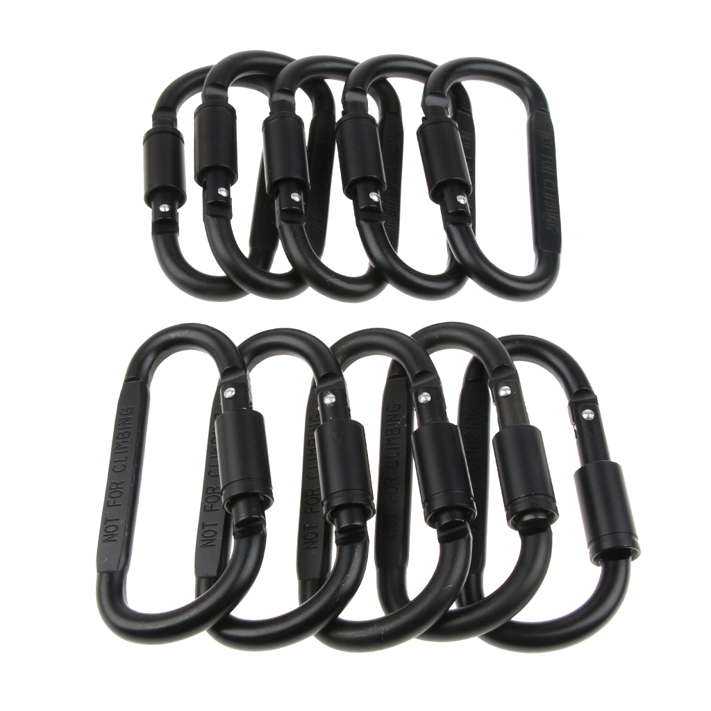 10Pcs Aluminum Carabiner Clip Snap Hook Spring Loaded Carabina Carbine Camping Hiking Backpacking Fishing Tool