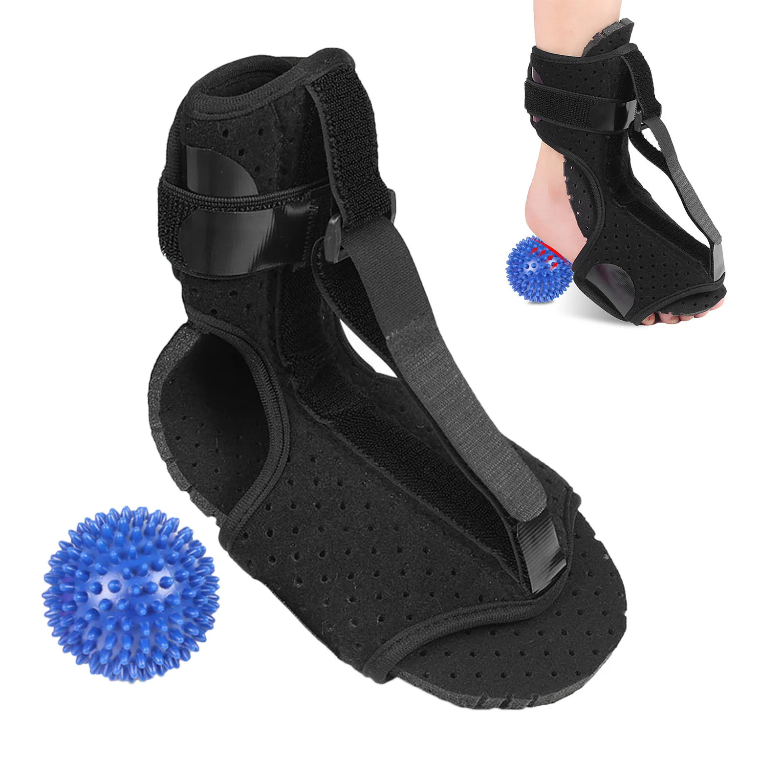 Adjustable Plantar Fasciitis Night Splint Foot Brace Arch Foot Pain Relief Massage Ball for Foot Drop Breathable Plantaritis