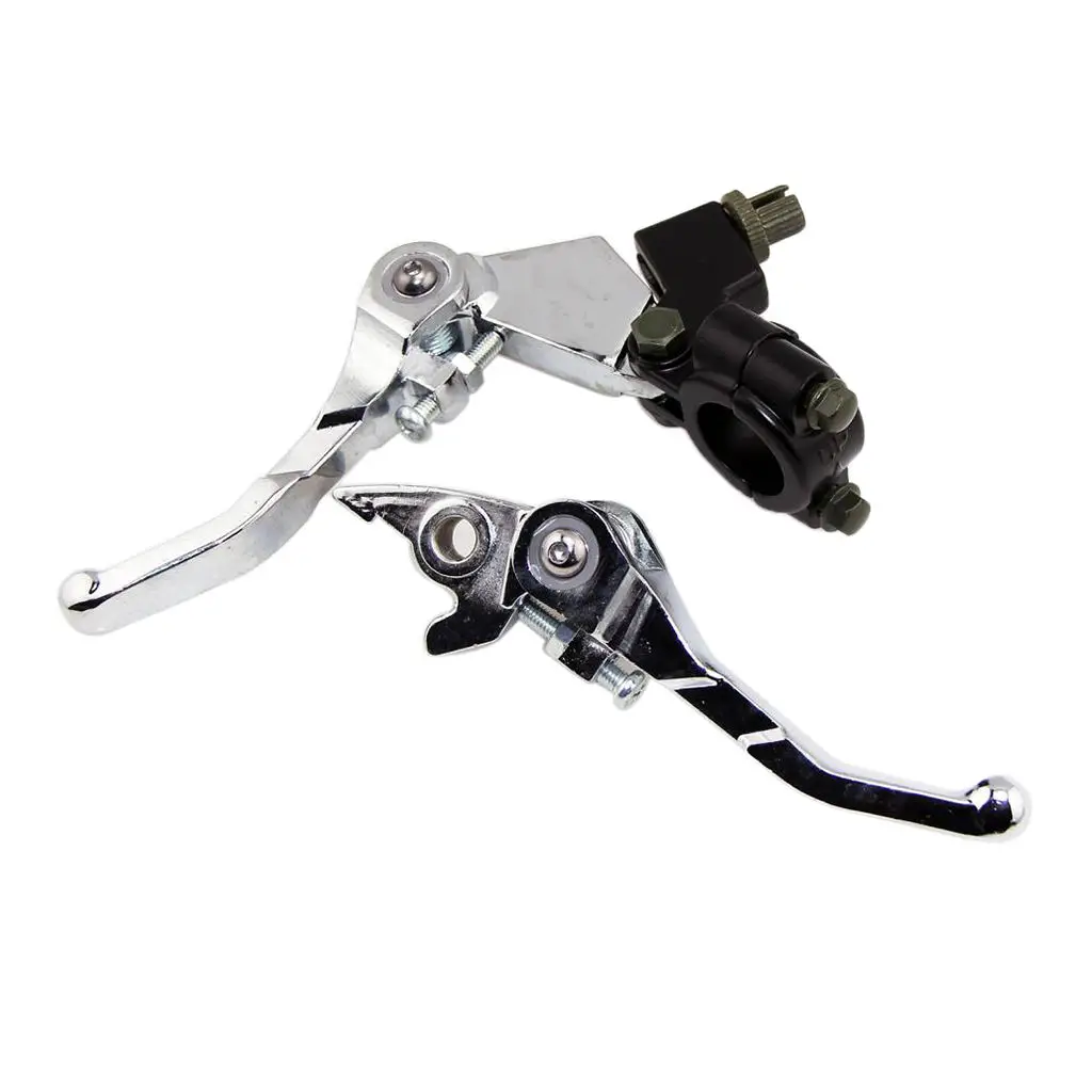 CNC Aluminum 7/8 Inch Universal Folding Clutch Brake Lever Left Right for 110 125 Cc SSR Dirt Bike Motorcycles - Silver&Black